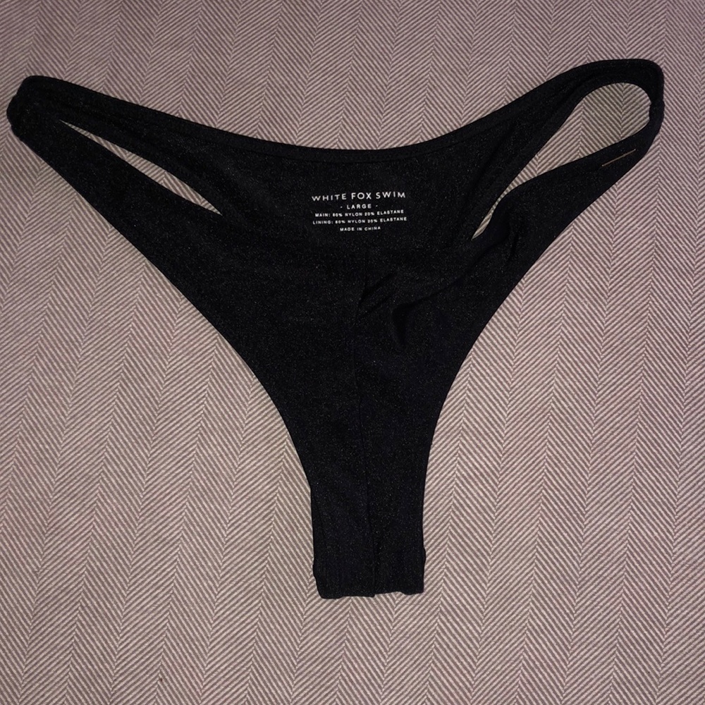 White Fox Swim Stay Golden Bottoms in Shiny Black NWOT